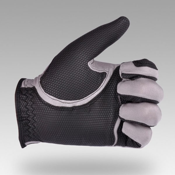 Golf vänsterhandshandske polyester hög elasticitet Andas tvättbar enkel golfhandske för män Kvinnor Svart Grå M