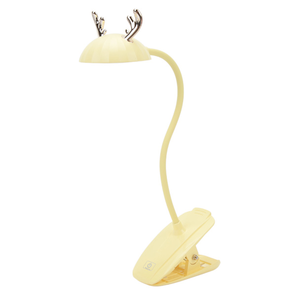 LED Clip On Lampe Sød tegneserie trefarvetemperatur Dæmpbar Svanehals Touch Bordlampe med klemme til læsning gul
