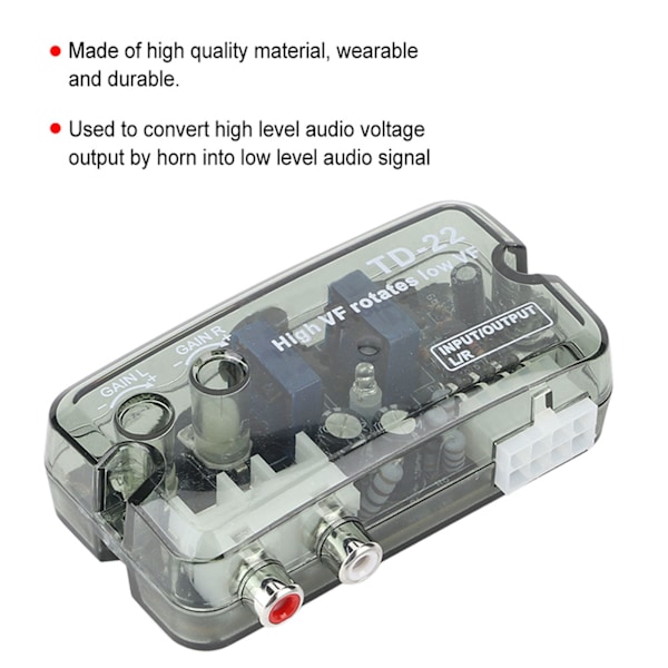 Bilstereokonverterare för hög till lågfrekvent högtalarnivåomvandlare med kontrollkabel