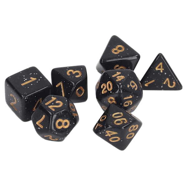 5 set flersidiga tärningar Set Gold Number Pearl Polyhedron tärningar för interaktiva spel skolmaterial Svart