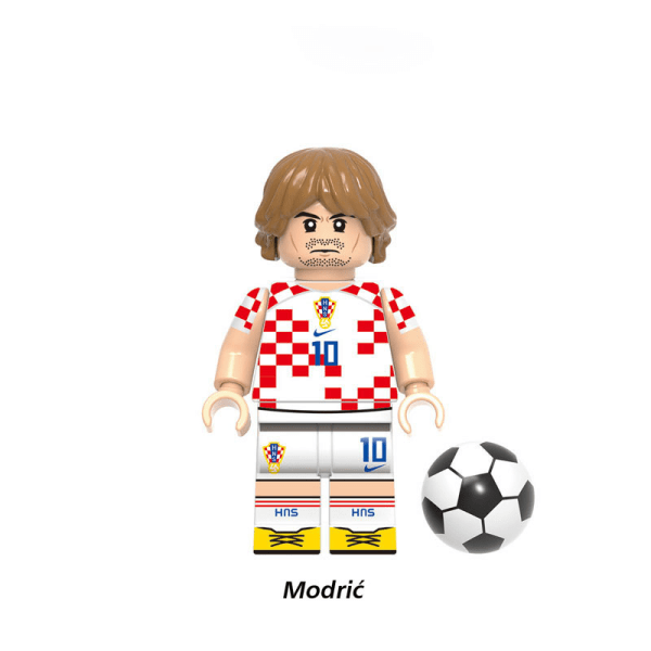 Present till VM-fans, fotbollsspelare docka, fotboll byggsten leksak, födelsedag, skrivbordsdekoration (1 st) Modric