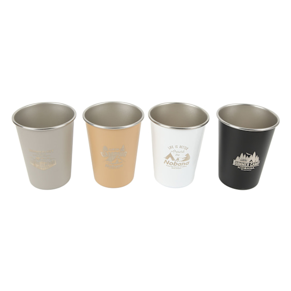 4 st Campingkoppset 350ml 304 Rostfritt stål Hög hårdhet Lättvikt 4 Färger Utomhusresor Picknick Dryckkoppar Vildmarksstil