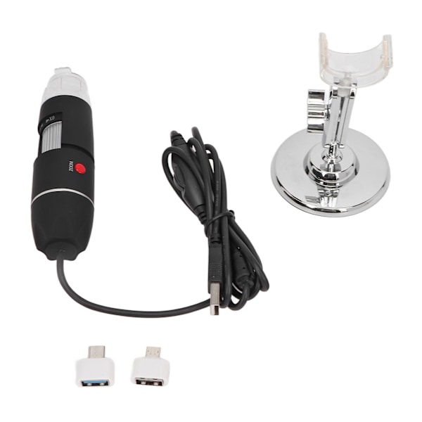 USB-digitaalinen mikroskooppi 3-in-1 1600X 8 LED-valoa säädettävällä suurennoksella endoskooppikamera telineellä tarkastukseen