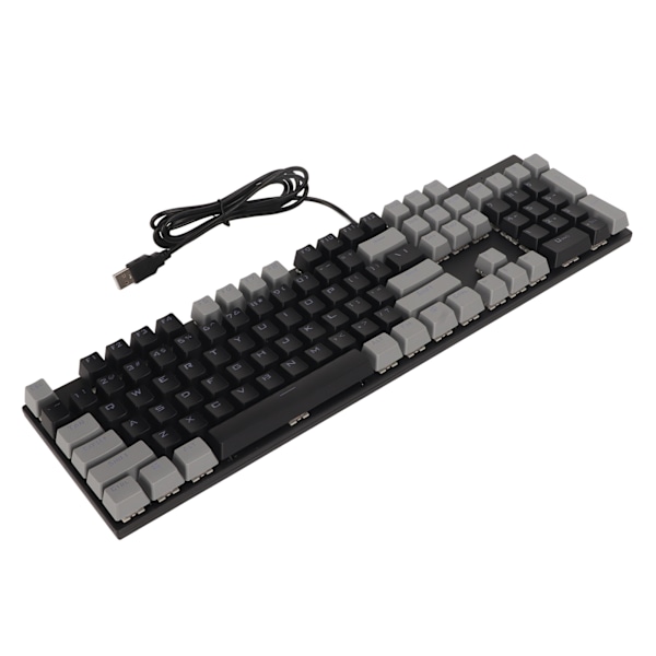 104 Tasters Mekanisk Gaming Tastatur 28 Bakgrunnsbelysningsmoduser Blå Bryter Plug and Play RGB Kablet Datamaskintastatur for Windows for Linux Svart Grå