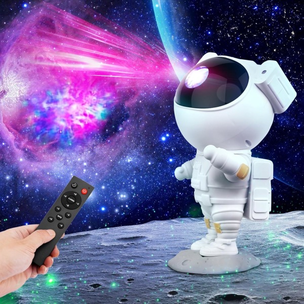 Astronaut Galaxy Projector, Kids Night Light med Nebula, 8 lägen, fjärrkontroll och 360° roterande Galaxy Projector Light White plug-in model