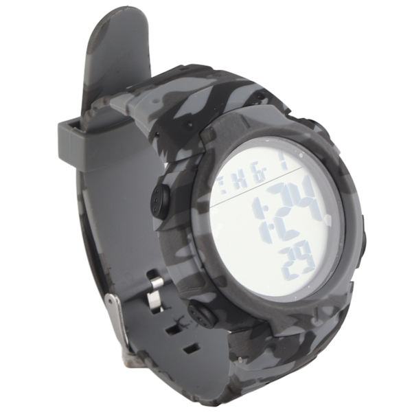 Digital Display Herre Sports Elektronisk Ur Vandtæt Multifunktion Udendørs Natlampe Sportsur Camouflage Grå