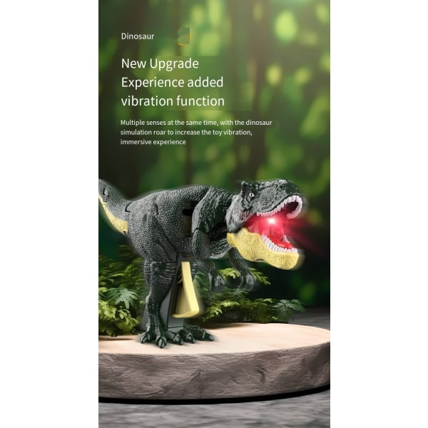 Populære dinosaurleker på TikTok, trykk dinosaur leker, 3 typer dinosaurer, lyd, lys modell, T-Rex modell vibrerende hode og hale dinosaur-AA