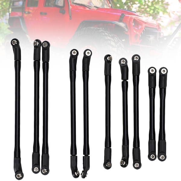 10 stk. metalchassis Anti-rust udskiftning trækstang passer til Axial SCX10 II RC Crawler Sort
