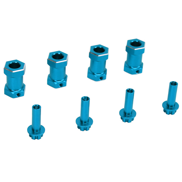 4 st RC Hex Hub Aluminiumlegering Ersättning 12mm Hex Hubs Extension Combiner för 1/10 RC klätterbil Blå
