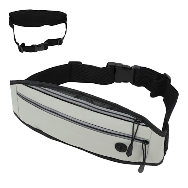 Löparbälte för män kvinnor Reflex midja Fanny Pack Multifunktionell PU-telefonhållare för utomhussport ljusgrå