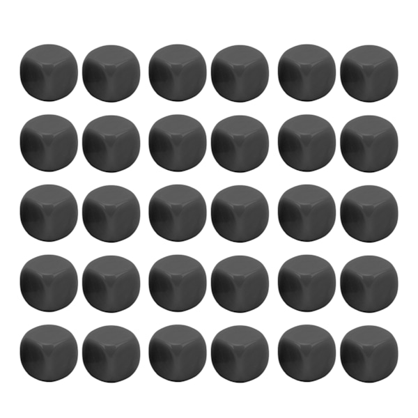 30st roliga tomma tärningar Set DIY Pussel Round Corner 6-sidiga tärningar för brädspel Math Learning Black