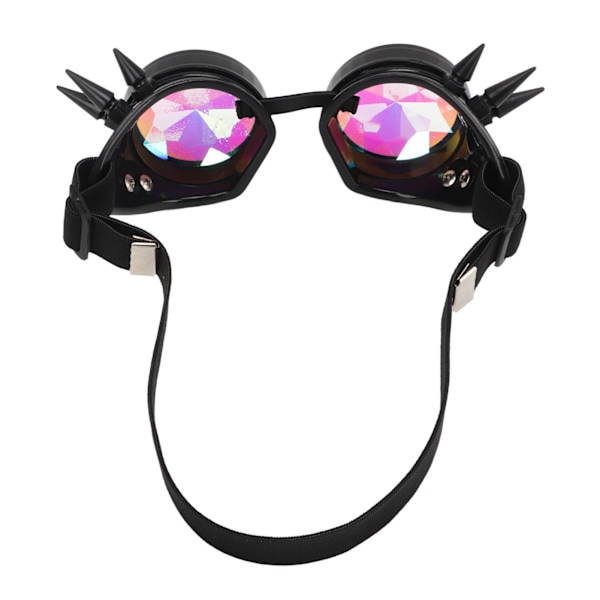 Steampunk-lasit Retro PC ABS joustavalla nauhalla Kaleidoscope Rave -lasit juhliin, musta