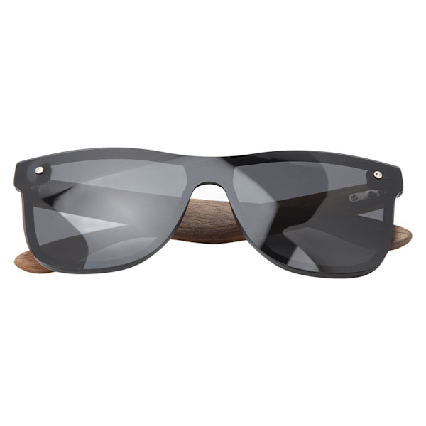 Rammeløse One Piece Lens Solbriller HD Spejlglas UV400 Polariserede Træ Solbriller til udendørs brug Sort