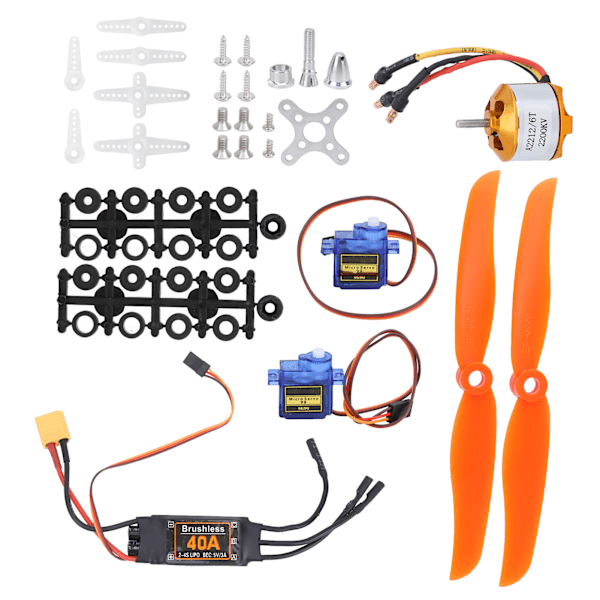 RC Flyvemaskine Tilbehørssæt: 2212 KV2200 Motor, 40A XT60T ESC, SG90 Servo, 6035 Propeller