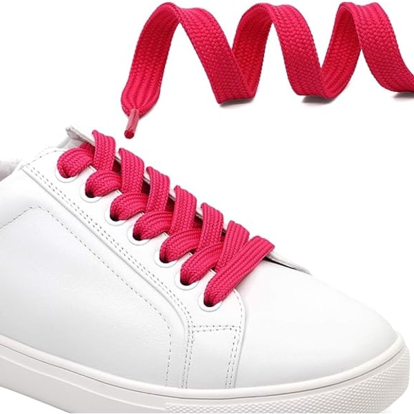 Solide flate skolisser hule tykke atletisk sko lisser strenger 2 par, rosa rød 47,24" tommer (120 cm)