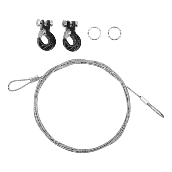 2 stk. RC slepekrok aluminiumslegering Robust RC klatrebilkrok med stålwire for 1/10 fjernkontrollbiler svart