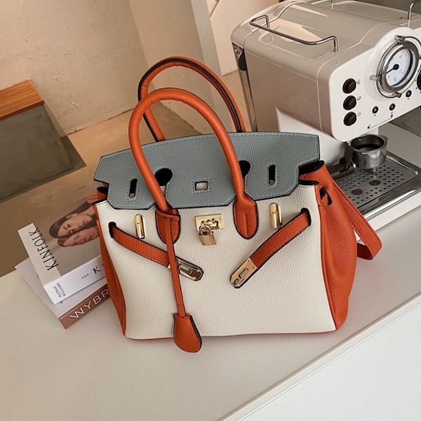 Snygg stor kapacitet Tote Bag för kvinnor i trendig orange platina finish Orange