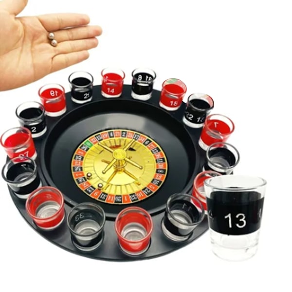 16 Hull Shot Glass Roulette Bar Vinkopper Roulette Kit Party Drikkespill Sett