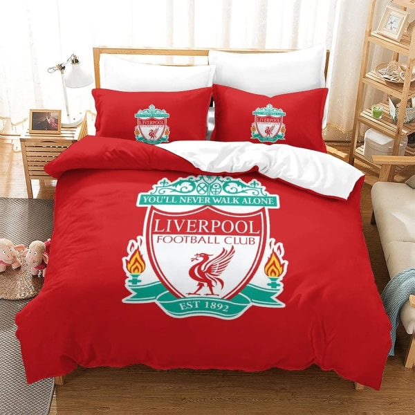 Liverpool Signature 3-osainen vuodevaatteet, set on käännettävä pehmeä harjattu cover ja yhteensopivat tyynyliinat (kuuluisa jalkapallojoukkue Kings) 200*200