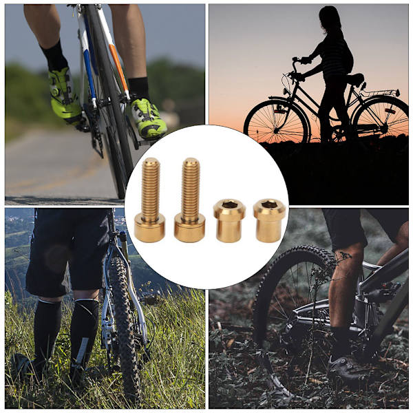 4 STK RISK Titanlegering M5*18 frempindsskruer til mountainbike landevejscykler Bolte Udskiftningstilbehør (guld)