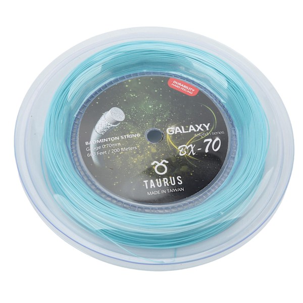 POWERTI BX70 Badmintonracketsträng med hög elastisk nylon Badmintonracketsträng 0,7 mm badmintonsnöre 200 m rulle Himmelsblå