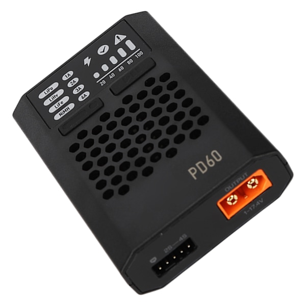 PD60 Balance Batterioplader 60W 3A Sort USB C-indgang PD60 Balance Batterioplader til LiFe LiHv LiPo 1-4S NiMH Cd1 12