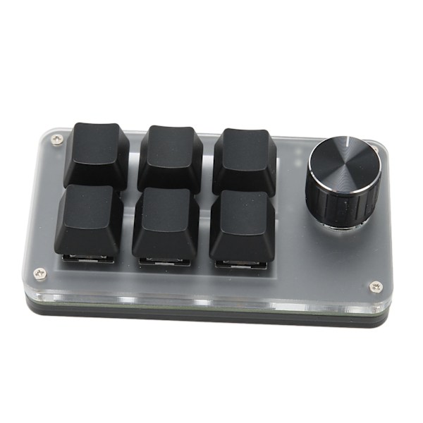6 Tasters Mini Tastatur med Knott RGB Lys Blå Bryter Kablet Tilkobling Plug and Play DIY Programmerbar Enhånds Mekanisk Tastatur