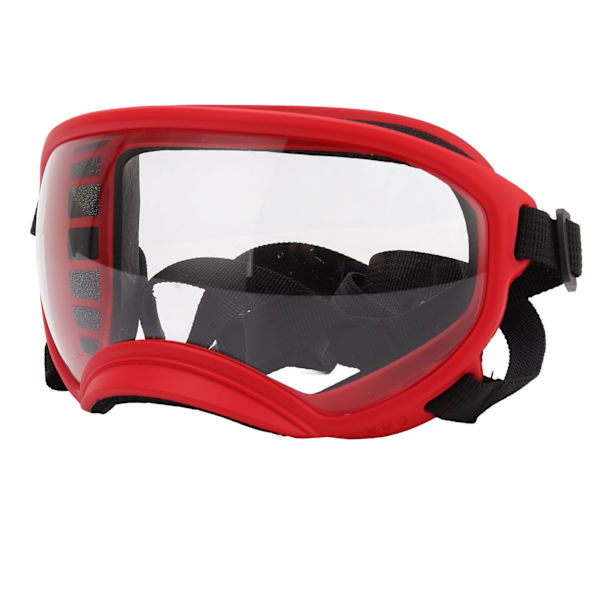 Hundeglas Vindtæt Ultravioletsikker Støvtæt justerbar rem Slidstærke hundesolbriller til store racer rød ramme og transparente glas