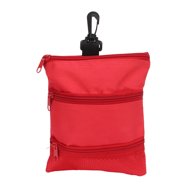 Golf Tee Pouch Portable Golf Ball Bag Exquisite Multi Pocket Golf Tee Hand Bag with Clip for Men WomenRed