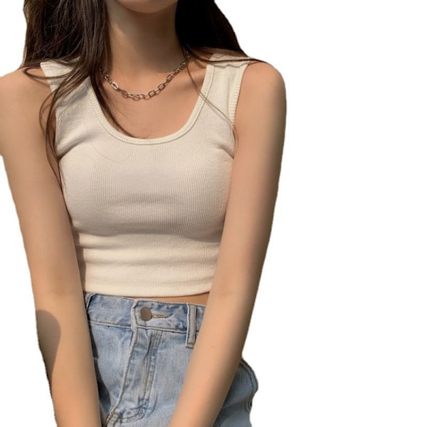 Dame Sportlinne Ribbestrikket Myk Pustende Slim Fit Dame Sommer Ermeløs Topp for utendørstrening Shopping Hvit M