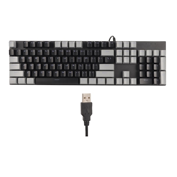 104 Tasters Mekanisk Gaming Tastatur 28 Bakgrunnsbelysningsmoduser Blå Bryter Plug and Play RGB Kablet Datamaskintastatur for Windows for Linux Svart Grå