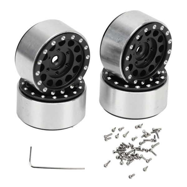 4 KPL RC Beadlock Pyörännavat Alumiiniseos RC Pyöränvanteet Navat Traxxas 1/18 RC Autoille Axial SCX24 1/24 RC Autoille Musta