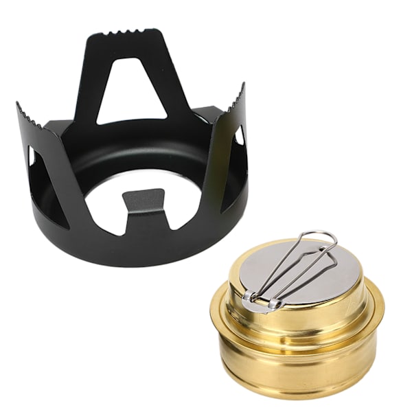 Mini Alkoholbrenner Messing Aluminiumslegering Sikker Vindtett Bærbar Mye Brukt Mini Backpacking Brenner for Camping Matlaging Svart