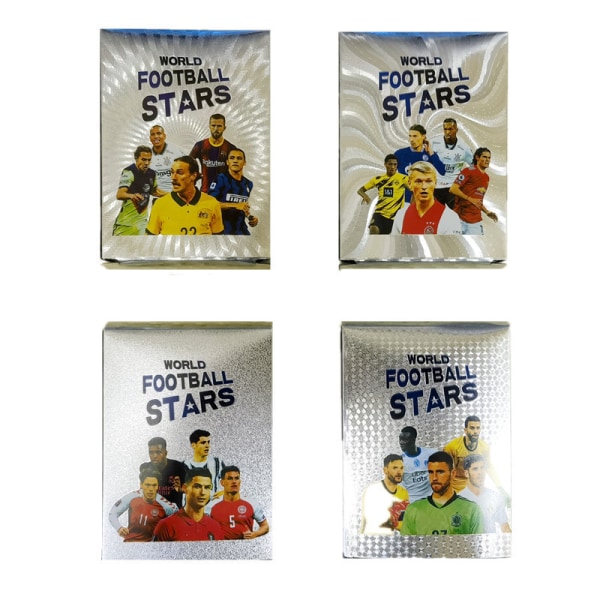 55 jalkapalloharvinaista hopeakorttia, kirkkaita värejä, tähtikortteja, syntymäpäivälahjoja lapsille ja nuorille