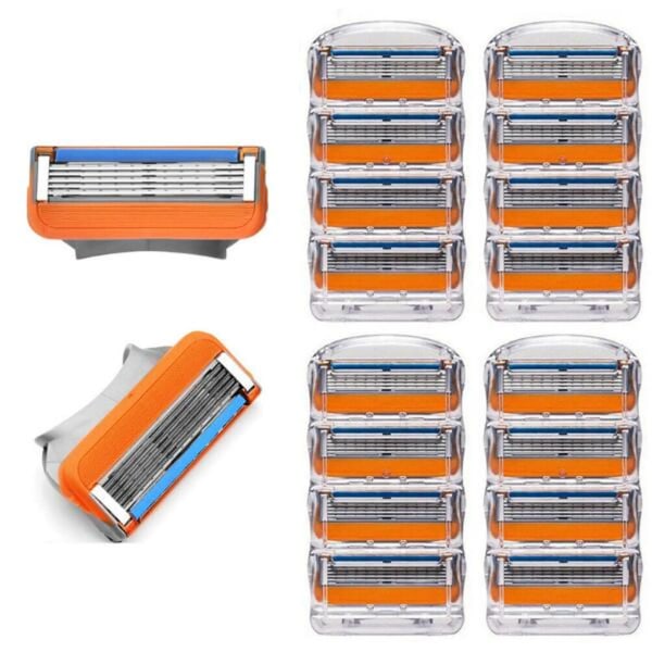 Paket med 16 rakblad for män med kompatibelt blad for Fusion 5 Orange 16 blad