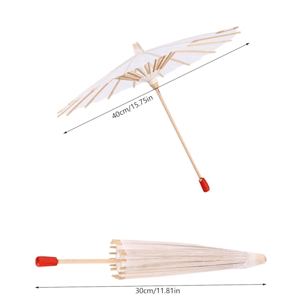 Hvid Dekorativ Parasol til Skoleindretning og Fotorekvisit (40cm)