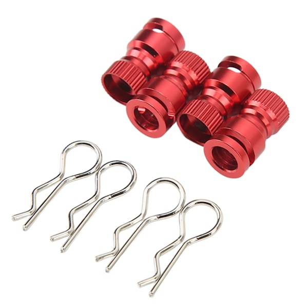 4kpl metallisia RC-korikuoren kiinnityspylvään reiänpaikanninta Magneettinen auton kuoren reiänpaikannin PC PVC -kuorelle RC-autolle punainen