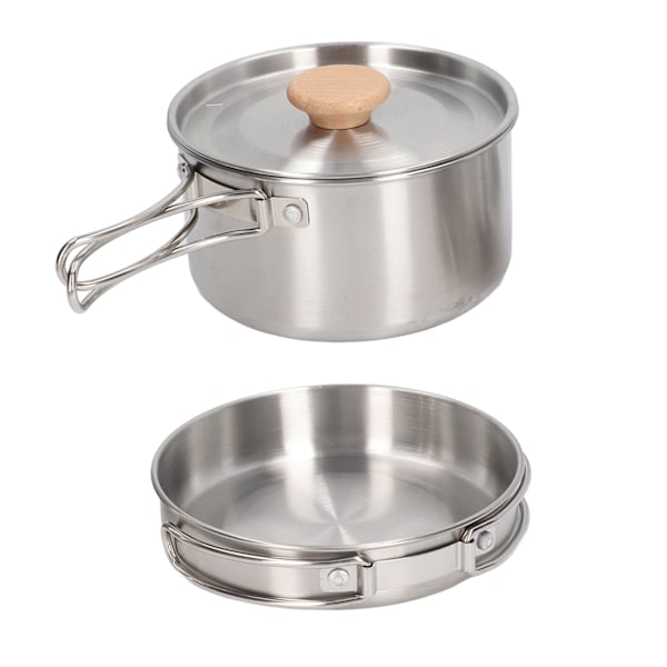 Køkkengryde og pandesæt 304 rustfrit stål Bærbar Camping Køkkengrej Mess Kit med opbevaringstaske til vandreture Backpacking