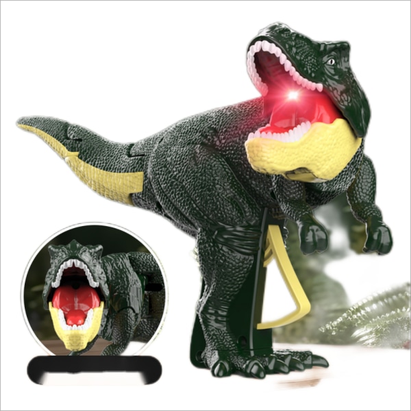 Populära dinosaurieleksaker på TikTok, press dinosaurieleksaker, 3 sorters dinosaurier, ljud, ljusmodell, T-Rex modell vibrerande huvud och svans dinosaurie-AA
