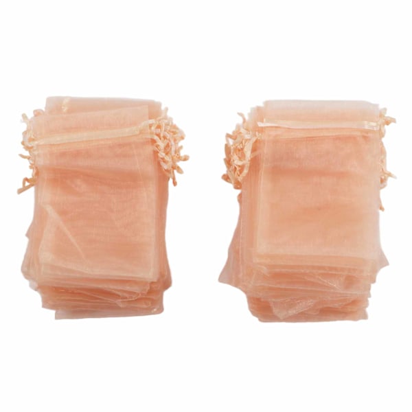 Vaaleanpunaiset organza-lahjapussit - 100 kpl setti, 10x15 cm, vetoketjullinen mesh-pussi