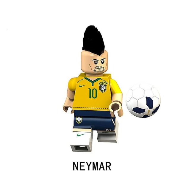 Fodboldstjernestatue VM bevægelig figur samlet byggeklods minifigurlegetøj Neymar