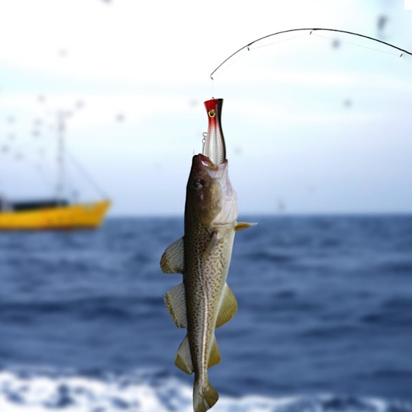 Kunstig Popper Fiskelure 3D øyne Saltvann hardt agn med krok Ring Fiskeutstyr003