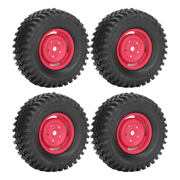 4 KPL RC pyörät ja renkaat 1,9 tuumaa Kumi Muovi 100 mm Halkaisija Universaali RC Rengassarja Vaihto Kiipeilyauto Punainen