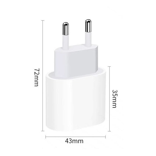 1 meter lång datakabel + iPhone-laddare för Apple 11/12/13 USB-C vit