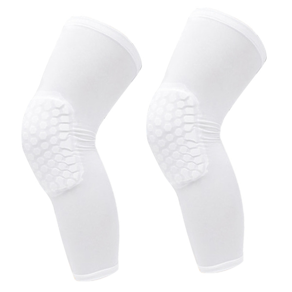 2 KPL Polvituki unisex pidennetty hunajakennon törmäyssuoja kompressio polvihiha koripalloon Valkoinen L 175-185 cm pituudelle