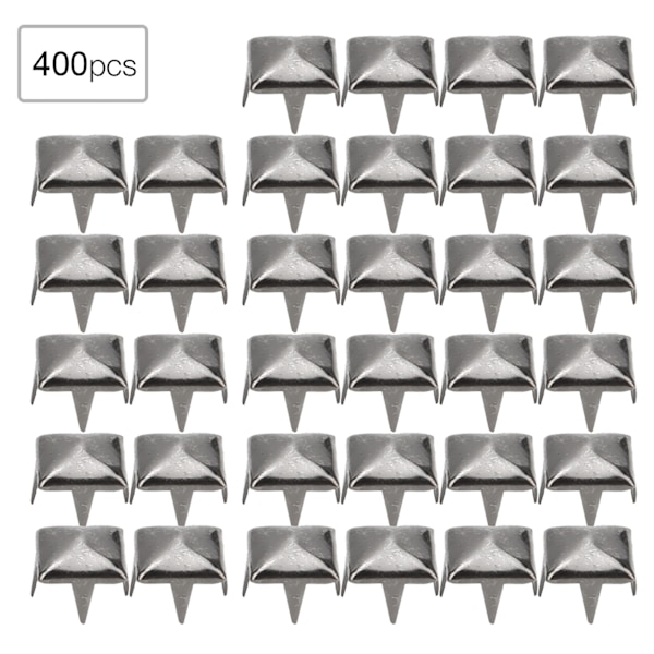 DIY Læderhåndværk Spikes Nitar - 400 sæt, pistol farve, 4MM-7MM, firkantede nitter til tasker, sko og bælter