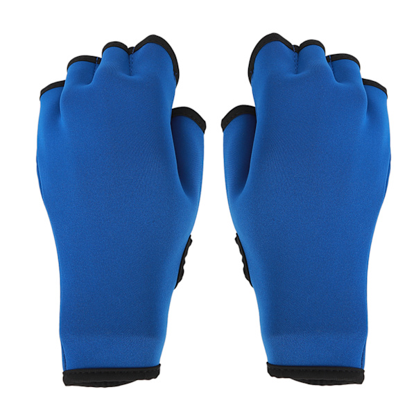 Simhandskar Webbed Prevent Slip Fingerlösa vattenhandskar i neopren för vattentålighetsträning Blue M