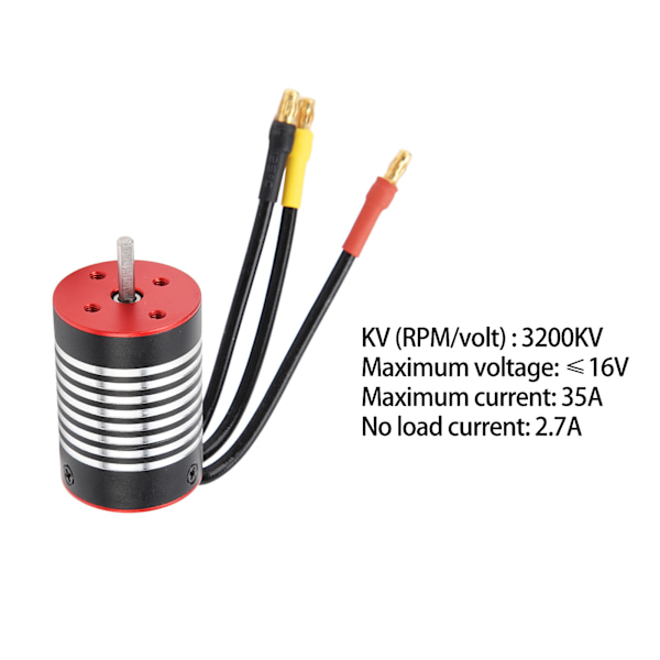 RC-auto harjaton moottori 2838 harjaton moottori nopea vedenpitävä harjaton moottori 1/12 1/16 1/18 RC-autoihin 3200KV