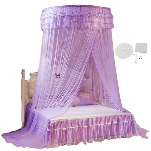 Princess Style Lace Mosquito Net Bed Curtain Netting (Purple)