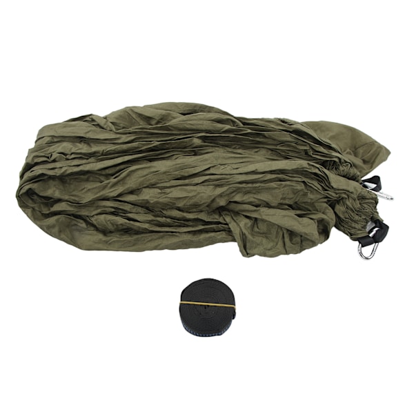 Dobbel bærbar hengekøye Hurtigtørkende campinghengekøye i nylon med trestropp for utendørs vandring Reiser Backpacking Army Green